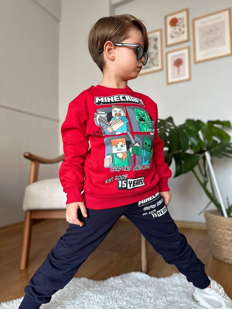 MİNECRAFT Desenli Bisiklet Yaka Efsane Takım