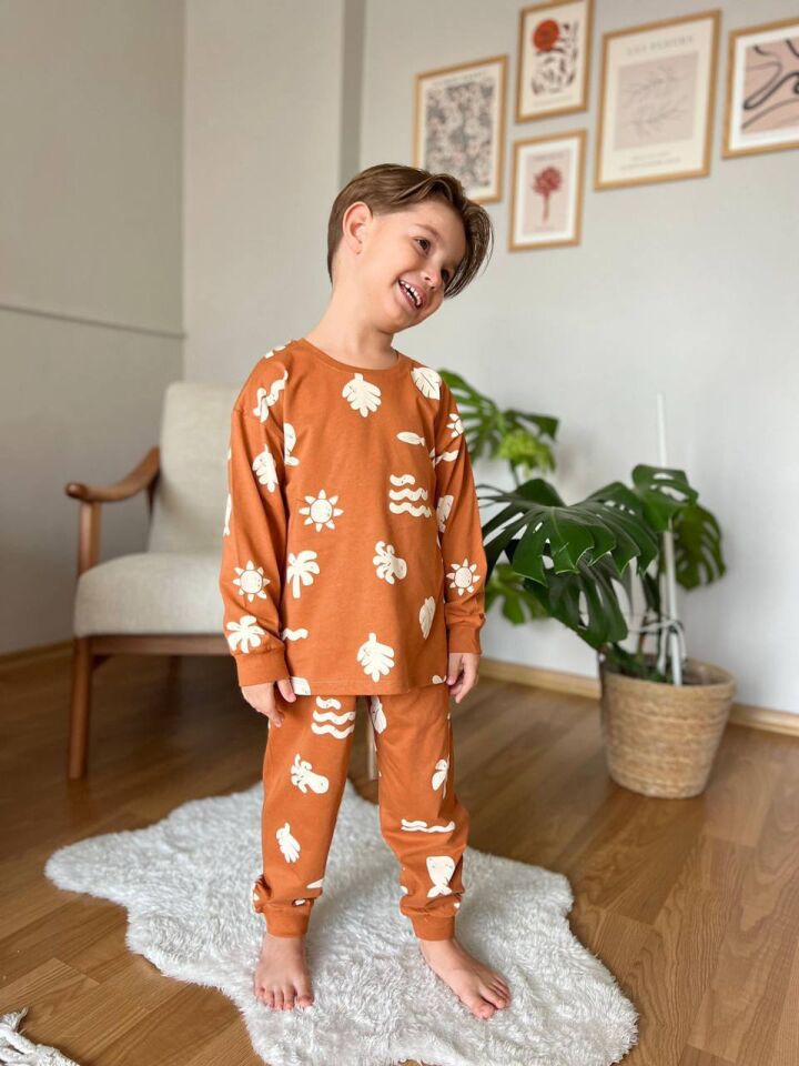 PALMİYE Desenli Erkek Pijama Takımı