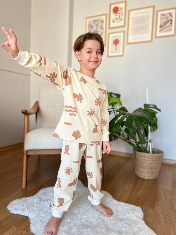 PALMİYE Desenli Erkek Pijama Takımı