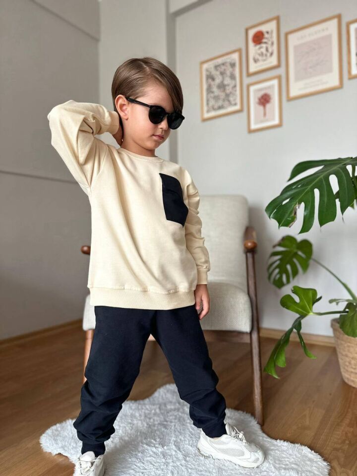 %100 Pamuk Kapak Cepli Sweatshirt Erkek Takım