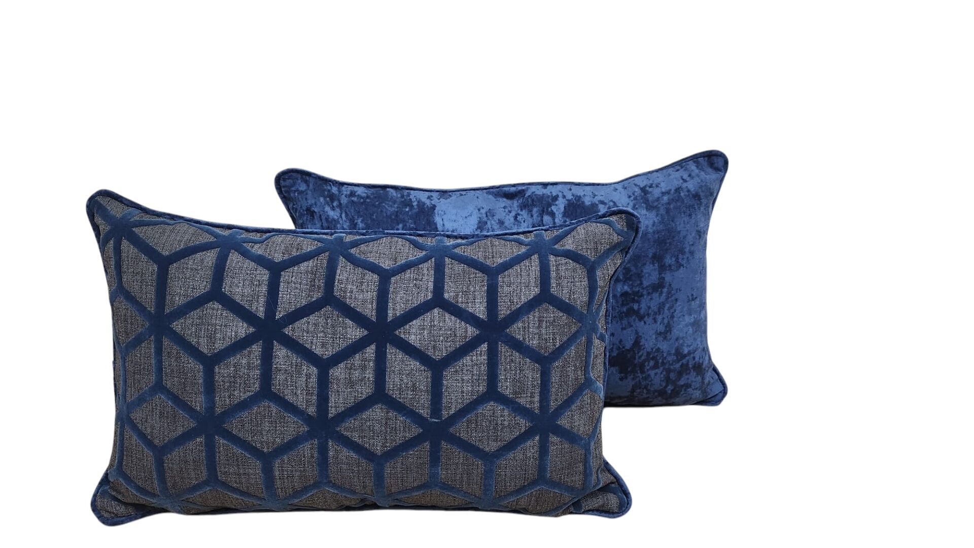 30x50 Geometrik Desen Lacivert 2'li Dekoratif Kırlent Seti