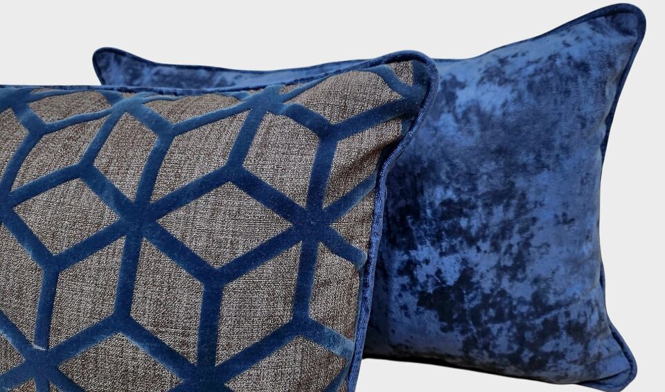 30x50 Geometrik Desen Lacivert 2'li Dekoratif Kırlent Seti